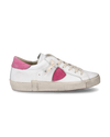 Women's Prsx Low-Top Sneakers in Leather, White Fuchsia Philippe Model - 1