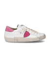 Women's Prsx Low-Top Sneakers in Leather, White Fuchsia Philippe Model