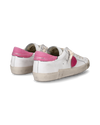 Women's Prsx Low-Top Sneakers in Leather, White Fuchsia Philippe Model - 3