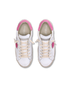 Women's Prsx Low-Top Sneakers in Leather, White Fuchsia Philippe Model - 4