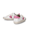 Women's Prsx Low-Top Sneakers in Leather, White Fuchsia Philippe Model - 6