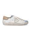 Zapatilla baja Paris para mujer - blanca y azul Philippe Model