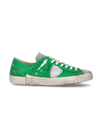 Men's low Prsx sneaker - green and silver Philippe Model