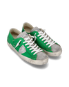 Men's low Prsx sneaker - green and silver Philippe Model