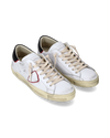 Men's Prsx Low-Top Sneakers in Leather, White Red Philippe Model