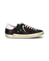 Baskets basses Prsx en cuir homme, noir et rouge Philippe Model