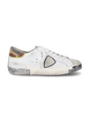 Flache Prsx Sneakers für Herren aus Leder – Burgund und Weiß Philippe Model