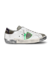 Men's Prsx Low-Top Sneakers in Leather, White Green Philippe Model