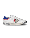 Flache Prsx Sneakers für Herren – Weiß, Blau und Rot Philippe Model
