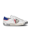 Zapatilla baja Prsx para hombre - blanca, azul y roja Philippe Model