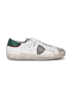 Men's Prsx Low-Top Sneakers in Leather, White Green Philippe Model