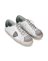 Men's Prsx Low-Top Sneakers in Leather, White Green Philippe Model