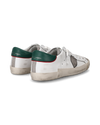Men's Prsx Low-Top Sneakers in Leather, White Green Philippe Model - 3