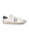 Men's low Prsx sneaker - white, blue and orange Philippe Model