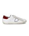 Men's Prsx Low-Top Sneakers in Suede, Burgundy White Philippe Model