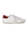 Flache Prsx Sneakers für Herren aus Wildleder – Burgund und Weiß Philippe Model
