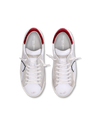Flache Prsx Sneakers für Herren aus Wildleder – Burgund und Weiß Philippe Model - 4