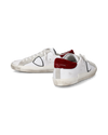 Sneakers Prsx da Uomo Bianche e Bordeaux in Pelle Scamosciata Philippe Model - 6