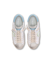 Men's low Prsx sneaker - white, grey and light blue Philippe Model - 4