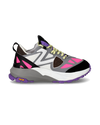 Women's Rocx Low-Top Sneakers in Nylon And Leather, White Fuchsia Philippe Model