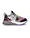 Women's Rocx Low-Top Sneakers in Nylon And Leather, White Fuchsia Philippe Model