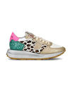 Flache Tropez Haute Sneakers für Damen – Weiß, Fuchsia und Animal-Print Philippe Model