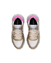 Women's Tropez Haute Low-Top Sneakers in Nylon And Leather, White Fuchsia Philippe Model - 4