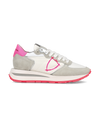 Women’s low Tropez Haute sneaker - white, grey and fuchsia Philippe Model