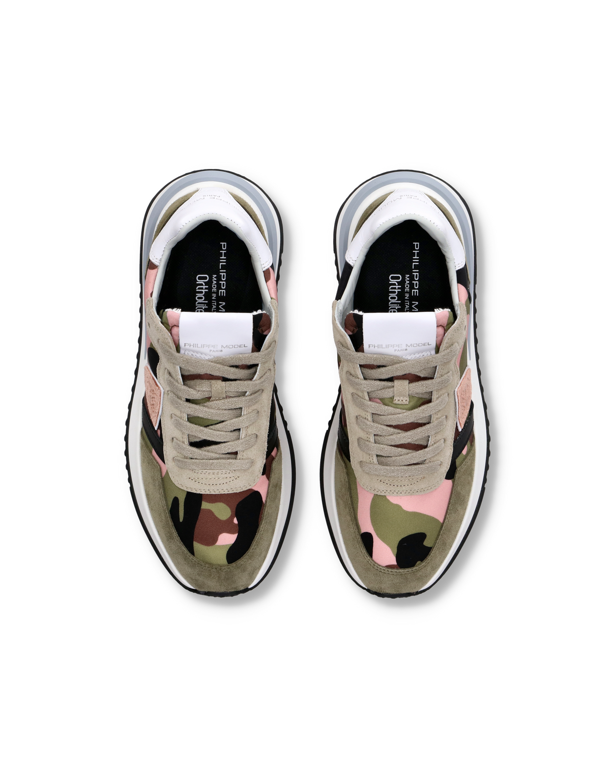 Tropez 2.1 Sneakers: Woman's Khaki green/Rose Shoes | Philippe Model Paris