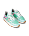 Women’s Tropez 2.1 Low-Top Sneakers in Nylon And Leather, Turquoise Green Philippe Model