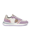 Zapatilla Tropez 2.1 para mujer de caña baja en piel y nailon - Blanco y morado Philippe Model