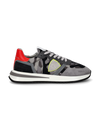 Men's Tropez 2.1 Low-Top Sneakers in Nylon And Leather, Gray Red Philippe Model
