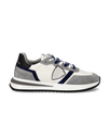 Men's Tropez 2.1 Low-Top Sneakers in Nylon And Leather, Blue White Philippe Model