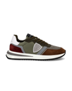 Men's Tropez 2.1 Low-Top Sneakers in Nylon And Leather, Gray Brown Philippe Model