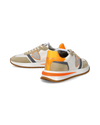 Baskets basses Tropez 2.1 en nylon et cuir homme, orange et blanc Philippe Model - 6