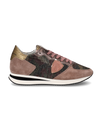 Flache Tropez Sneakers für Damen – Camouflage, Rosa & Bronze Philippe Model