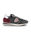 Women's Trpx Low-Top Sneakers in Nylon And Leather, Black Burgundy Philippe Model