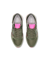 Flache TRPX Sneakers für Damen – Militärgrün & Neonrosa Philippe Model - 4
