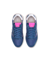 Women's Trpx Low-Top Sneakers in Nylon And Leather, Blue Fuchsia Philippe Model - 4