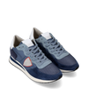 Men's Trpx Low-Top Sneakers in Nylon And Leather, Denim Philippe Model
