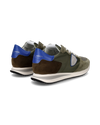 Zapatilla Trpx para hombre de caña baja en piel y nailon - Azul aciano y verde militar Philippe Model - 3