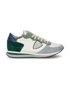 Men's Trpx Low-Top Sneakers in Nylon And Leather, White Green Philippe Model