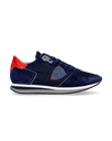 Baskets casual Trpx homme en nylon et cuir, bleu et rouge Philippe Model