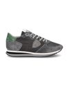 Men's Trpx Low-Top Sneakers in Nylon And Leather, Anthracite Green Philippe Model