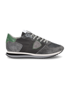 Men's Trpx Low-Top Sneakers in Nylon And Leather, Anthracite Green Philippe Model