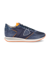 Zapatilla Trpx para hombre de caña baja en piel y nailon - Azul y naranja Philippe Model