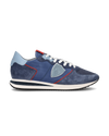 Men's Trpx Low-Top Sneakers in Nylon And Leather, Blue Red Philippe Model - 1