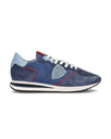 Men's Trpx Low-Top Sneakers in Nylon And Leather, Blue Red Philippe Model