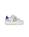 Baby Nice Low-Top Sneakers in Leather, White Blue Philippe Model