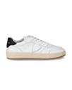 Women's Nice Low-Top Sneakers in Leather, White Black Philippe Model